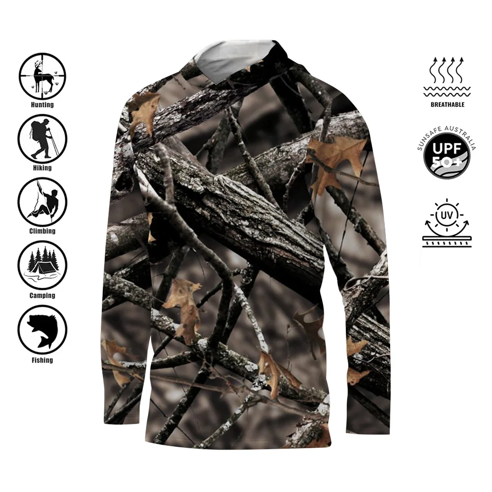 T-shirt Realtree Homme Gris – Manches Longues, Col Rond, Léger, Pour Pêche Et Chasse