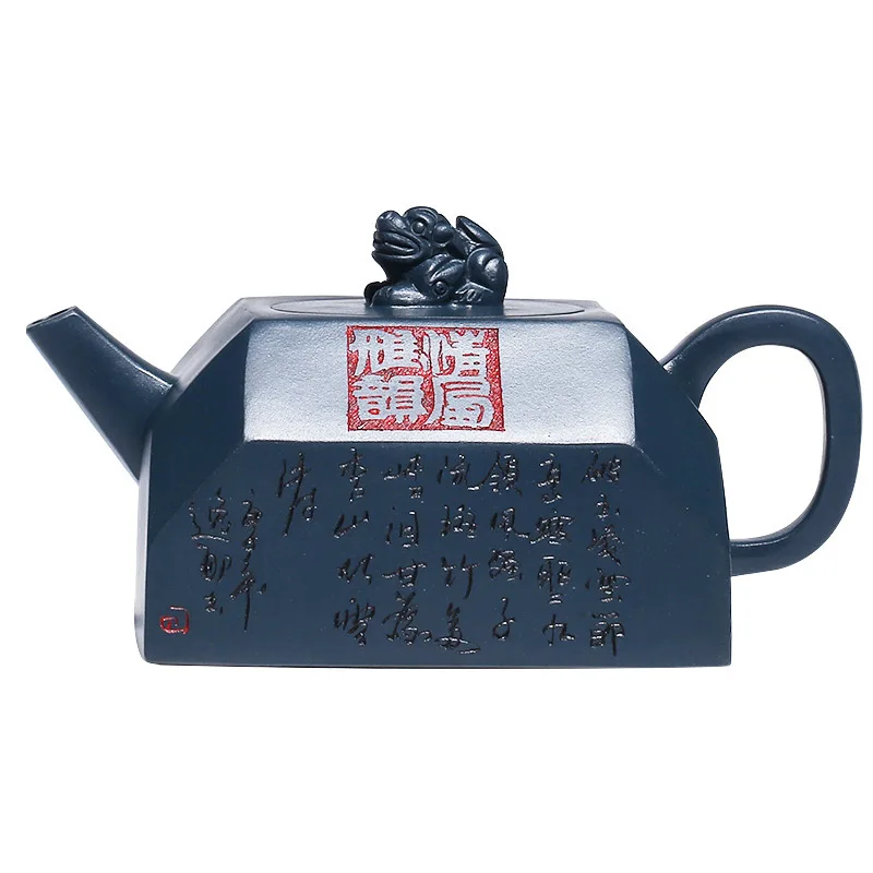 210ml Yixing High-end Tea Pot Famous Handmade Purple Clay Teapot Raw Ore Azure Mud Kettle Chinese Tea Ceremony Collectible Gifts
