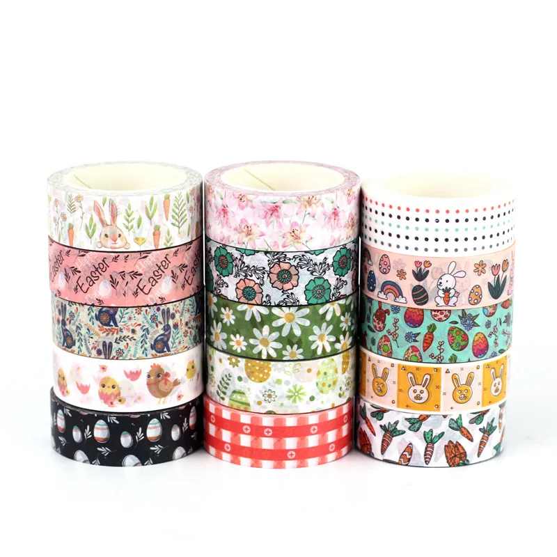 

2023 NEW 1PC. 10M Decor Flower Rabbit Chick Easter Egg Washitape Set Scrapbooking Journal Adhesive Masking Tape Cute Papeleria