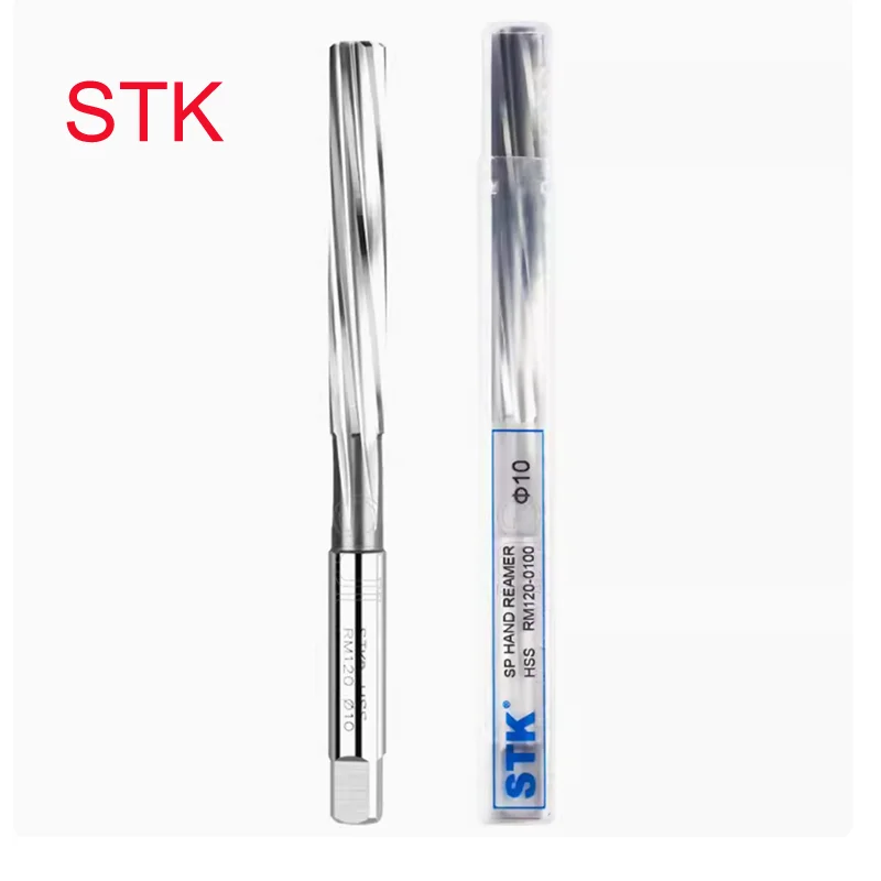 Japan Original STK 1PCS HSS Hand Reamer Chucking Machining Tool Spiral Flute Cobalt Cutting H7 Shank Diameter 2-16 mm