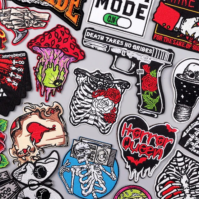 Sexy Punk Patch Iron On Embroidery Patches For Clothing Thermoadhesive  Patches For Clothes Hip Hop Skull Embroidery Patch Badges - Patches -  AliExpress