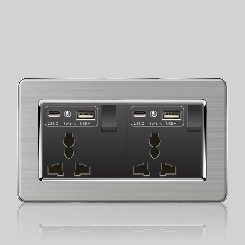 2Gang 6pin USB C 18W