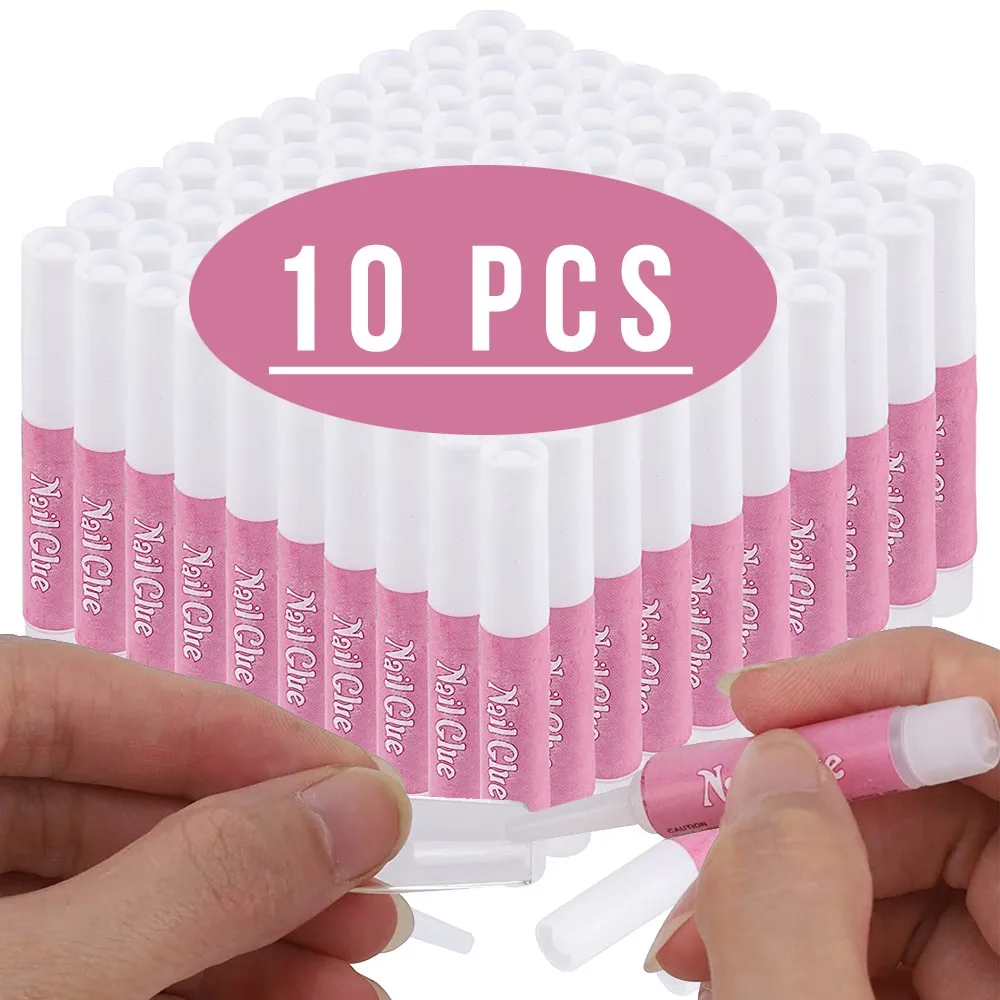 10Pcs/Bag Nail Tips Glue 2g Fast Drying Strong Adhesive Nail Bond Glue Tip Nails Acrylic Glue for Nails Tips Rhinestone Jewelry 2