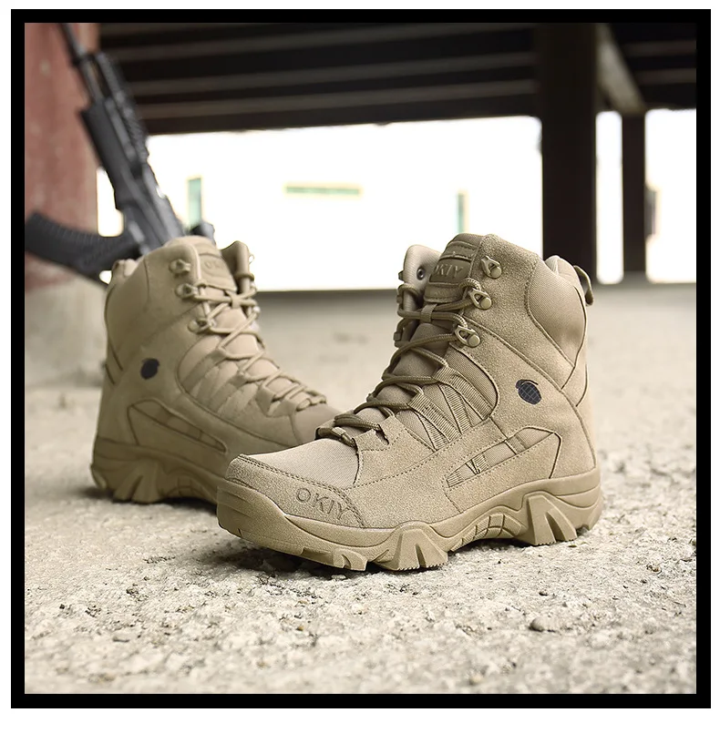 Men Military Boots Army Tactical Boots Outdoor Waterproof Cow Suede Work Men Ankle Boots Hiking Safety Shoes Mens Athletic Shoes