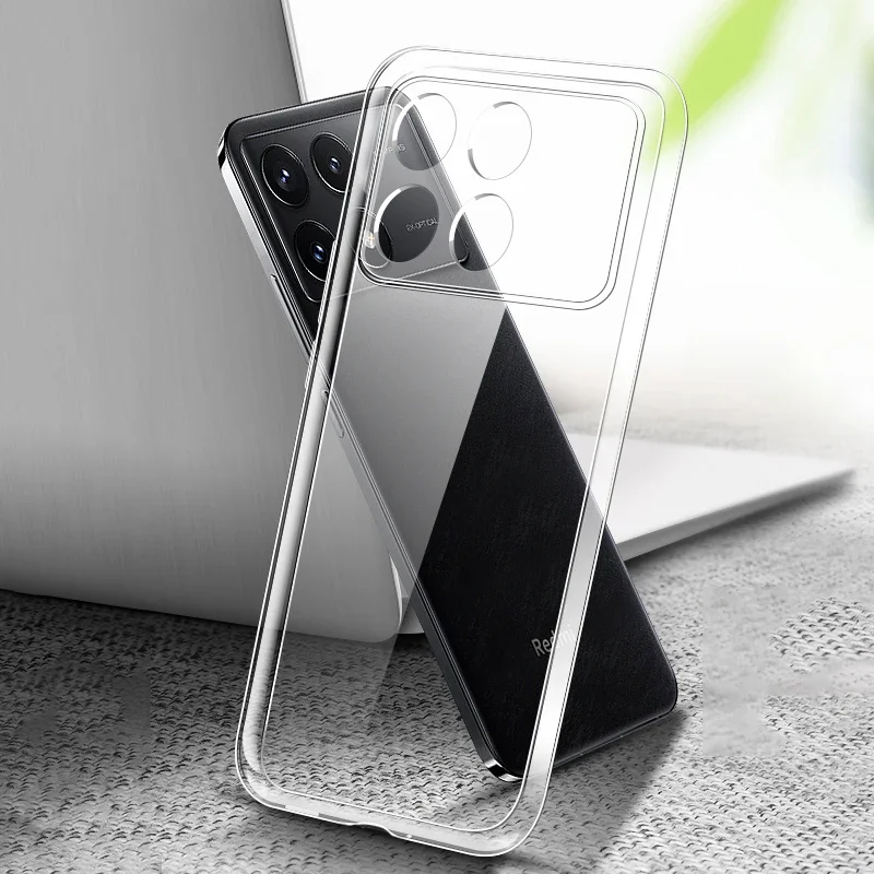 USTIYA Case for Xiaomi Poco X6 Pro 5G / Redmi K70E 5G Clear TPU Four  Corners Military-Grade Protection Cover Transparent Soft funda