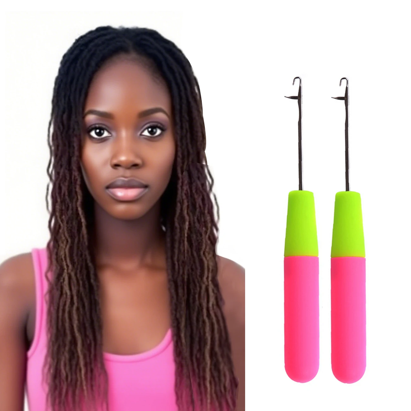 2 Pcs Dreadlock 바늘 플라스틱 손잡이 뜨개질 및 뜨개질 바늘 브레이드..
