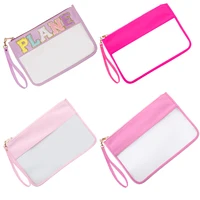 Portable Cosmetic Bag Nylon Clear Makeup Bag Letter Patches Transparent Travel Hand Storage Organizer Pouches Birthday Gift 1