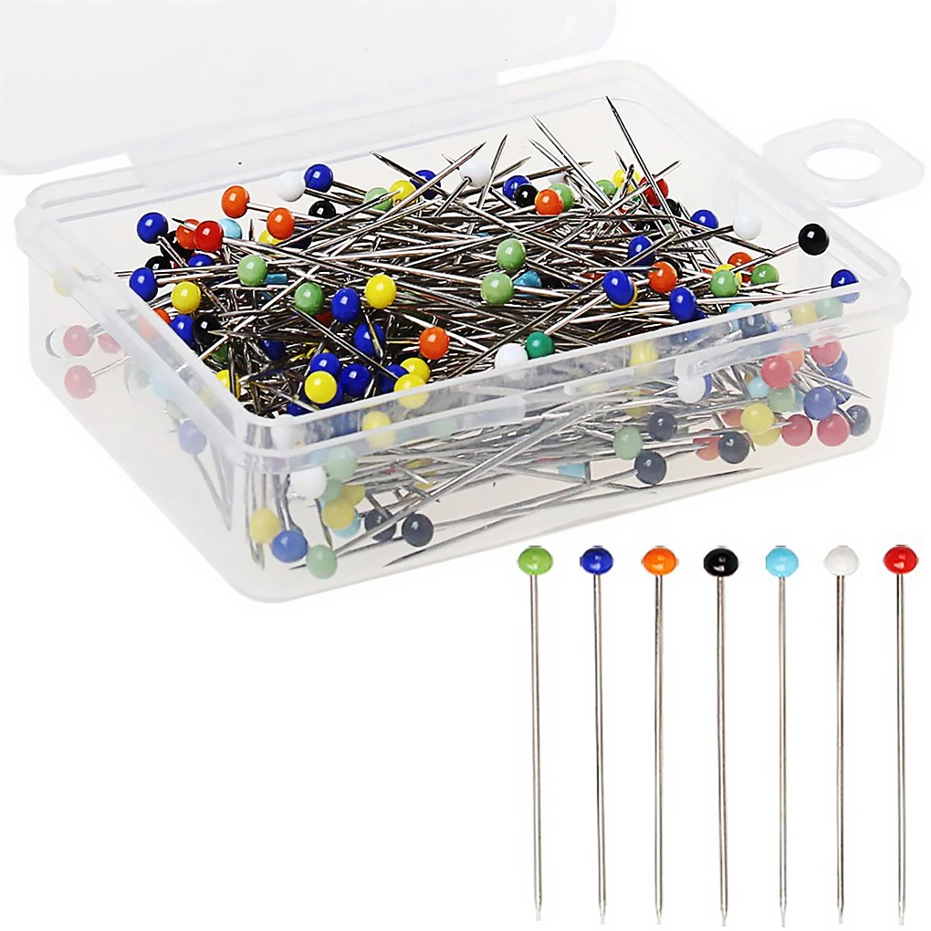 New Portable 250PCS/Set DIY Round Pearl Head Pins Mixed Colors Straight  Quilting Needles DIY Sewing