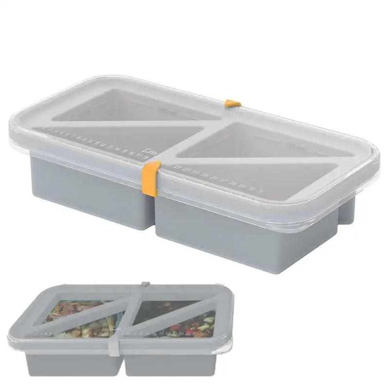 

Ice Cube Tray 4-Grids Reusable With Removable Lid Ice Cube Tray For Sauce Freezer Containers For Freeze And Store Soup Broth