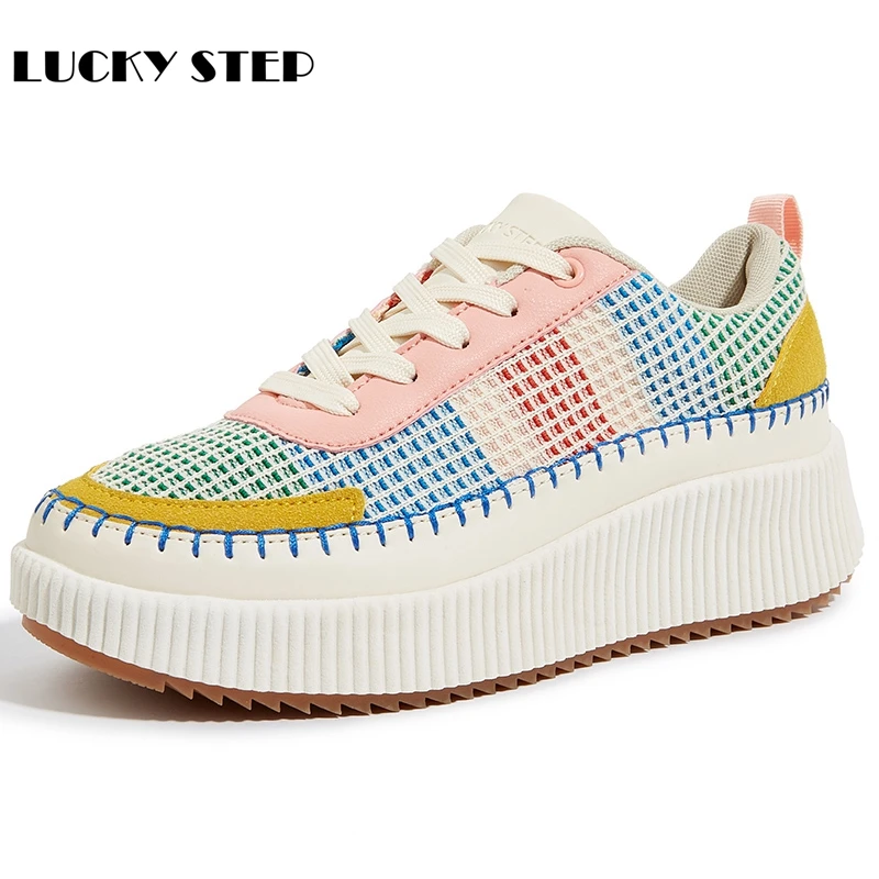 Women Shoes Casual Sneakers Women Sneakers LUCKY STEP Women's Platform Sneakers Rhinestone Fashion Chunky Casual Sparkly Retro Braided Walking Shoes