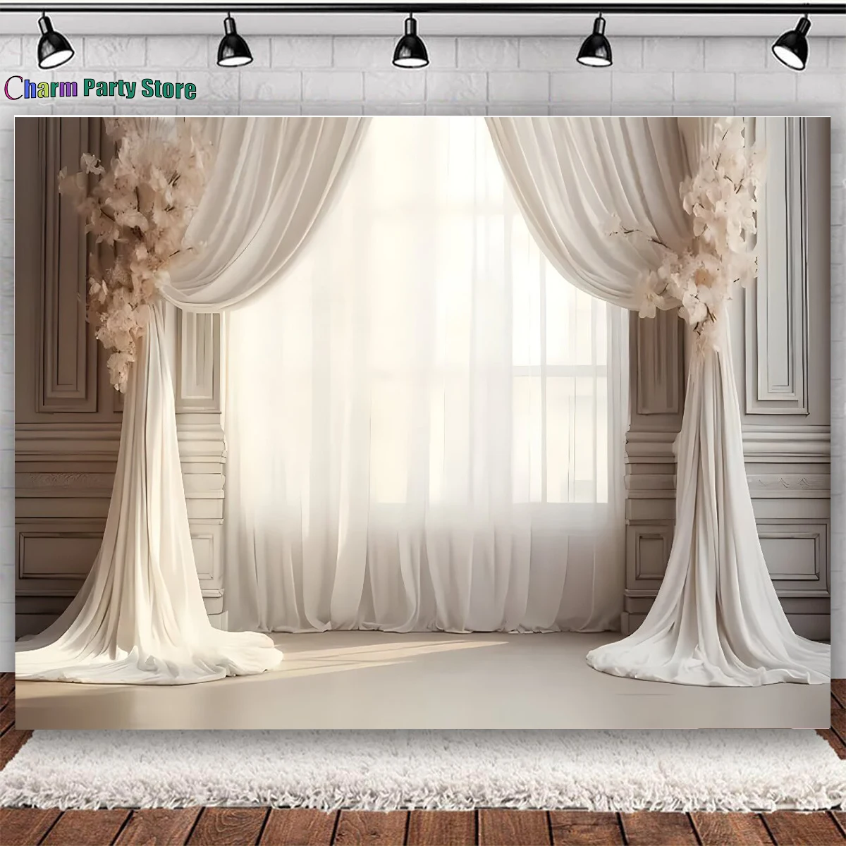 

Charm Wedding Backdrop Palace Room Window Curtain Flower Theme Adult Birthday Party Pregnant Portrait Decor Background Photo kid