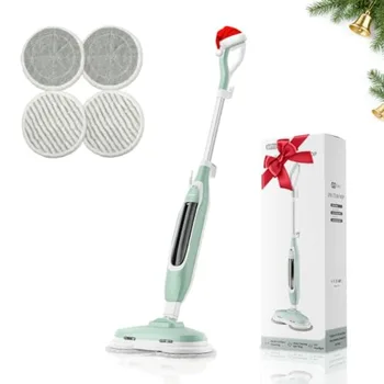 Steam Scrub Steam Mop All-in-One Hard Floor Cleaner with LED Headlights 4 Soft Scrub Pads 1L Water Tank Swivel Steering 1
