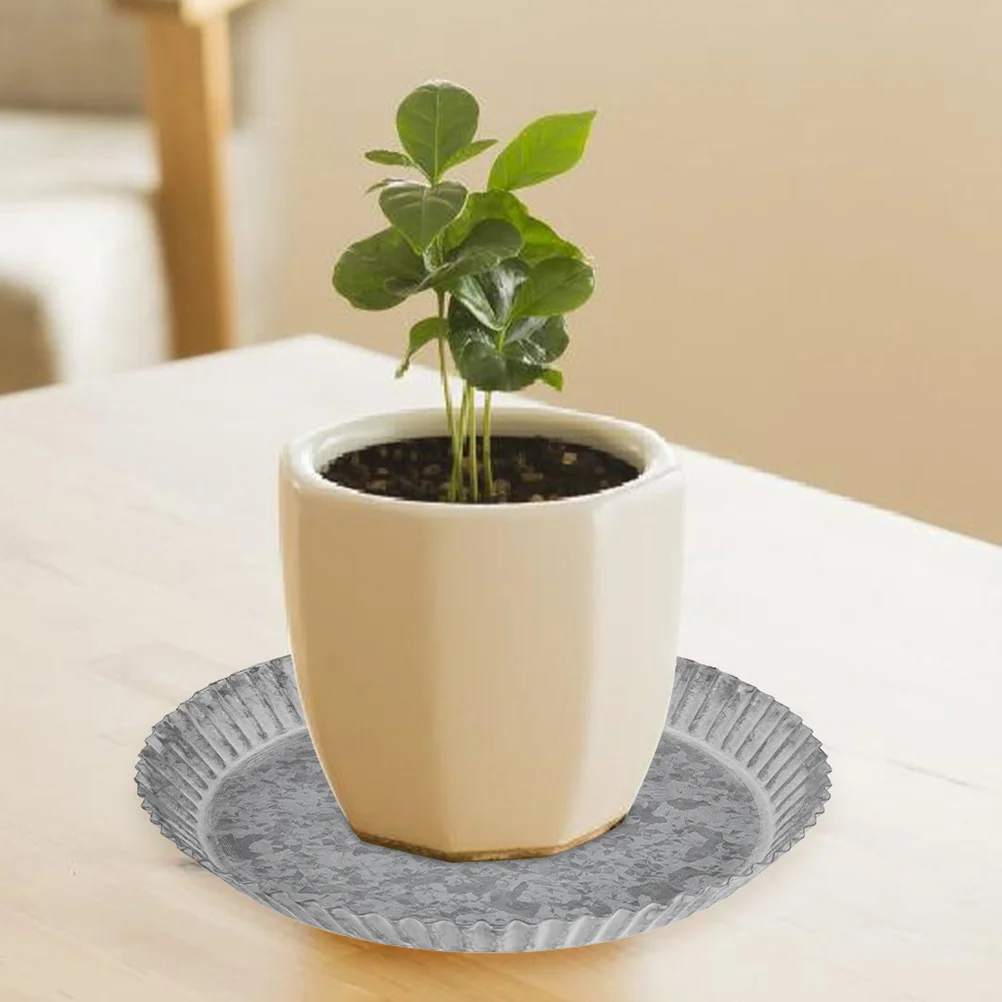 

2 Pcs Retro Flower Pot Tray Trays House Plant Pots Round Saucers Tool Window Sills Iron Drip