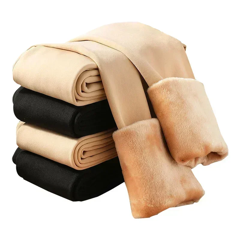 Colorful Fleece Lined Tights Winter Women Thermal Pantyhose for Female Panty Polar Skin Black Effect Stockings Thermal Leggings 6