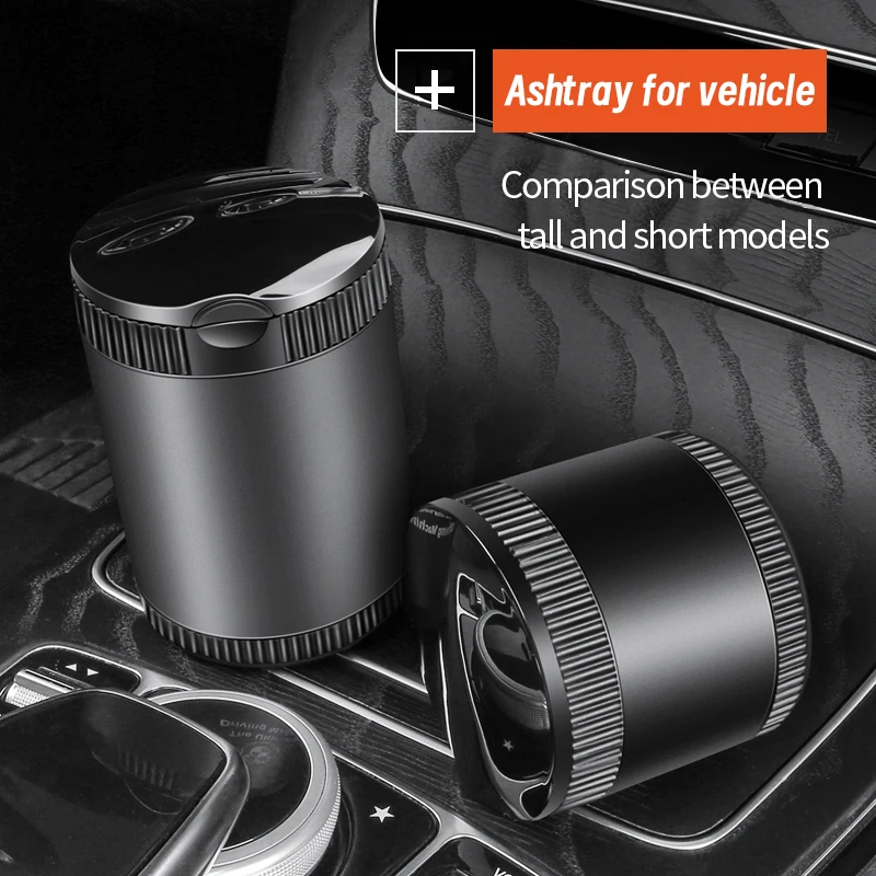 Portable Metal Ashtray With Lid LED Light Alloy Stainless Steel Inner Liner High Flame Retardant For Cigars And Cigarettes