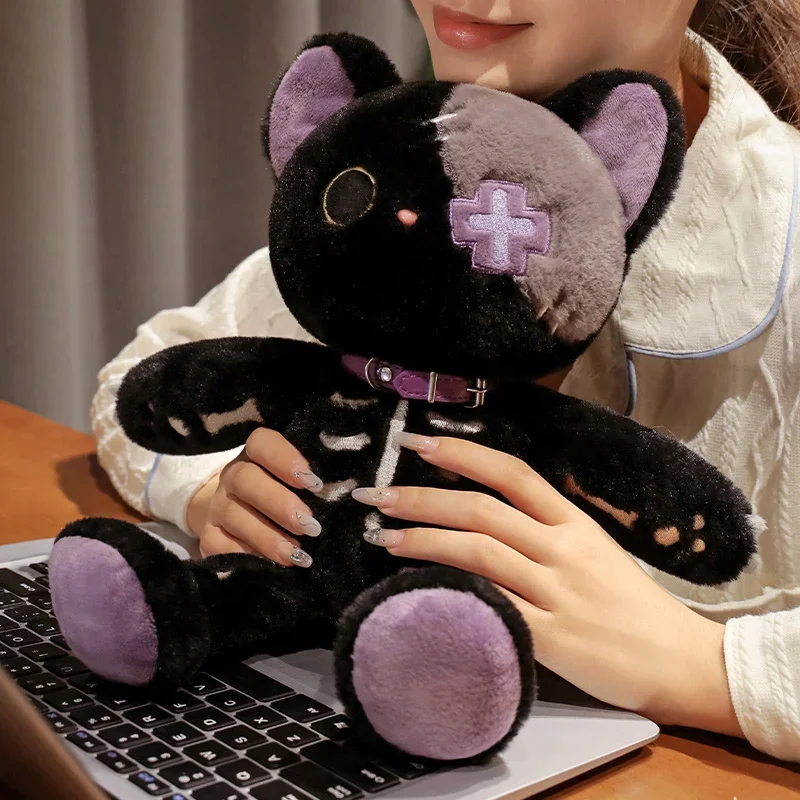 Kawaii Black Skeleton Cat Plush Toy Creative Stuffed Animal