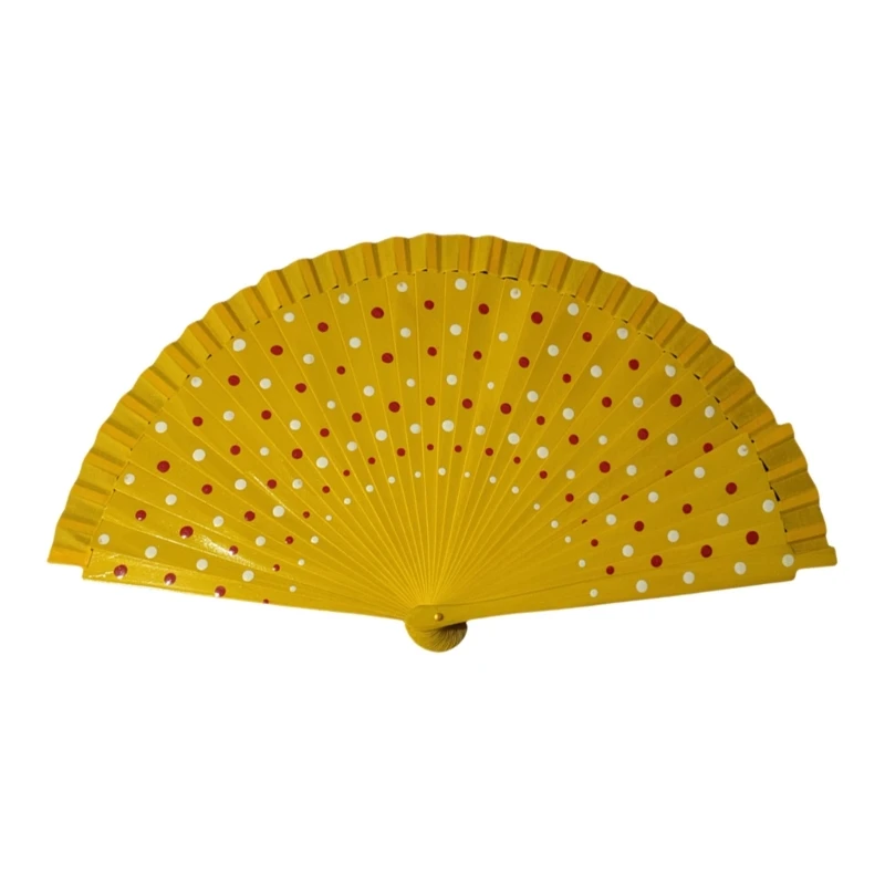 Folding Fan Hand Fan Wooden Hand Fan Flamenco Spanish Folding Fan Dots Pattern Modern Classical Vintage Hand Fan
