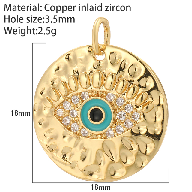 Greek Eye gold Pendant Charms for Diy Earrings Keychain Necklace Bracelet Evil Blue Eye Charms for Jewelry Making Supplies