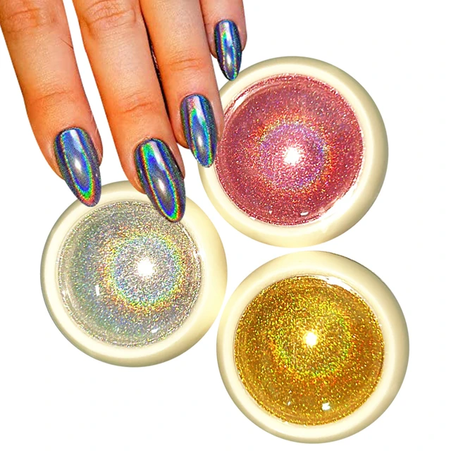 Holographic Nail Powder Chrome Laser Mirror Glitter Design Nail