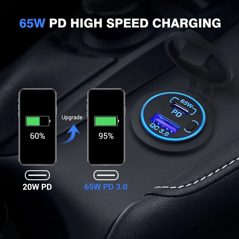 Dell Car Charger83w Usb-c & Qc3.0 Car Charger - Waterproof Pd & Qc Fast Charging  For Laptops & Devices