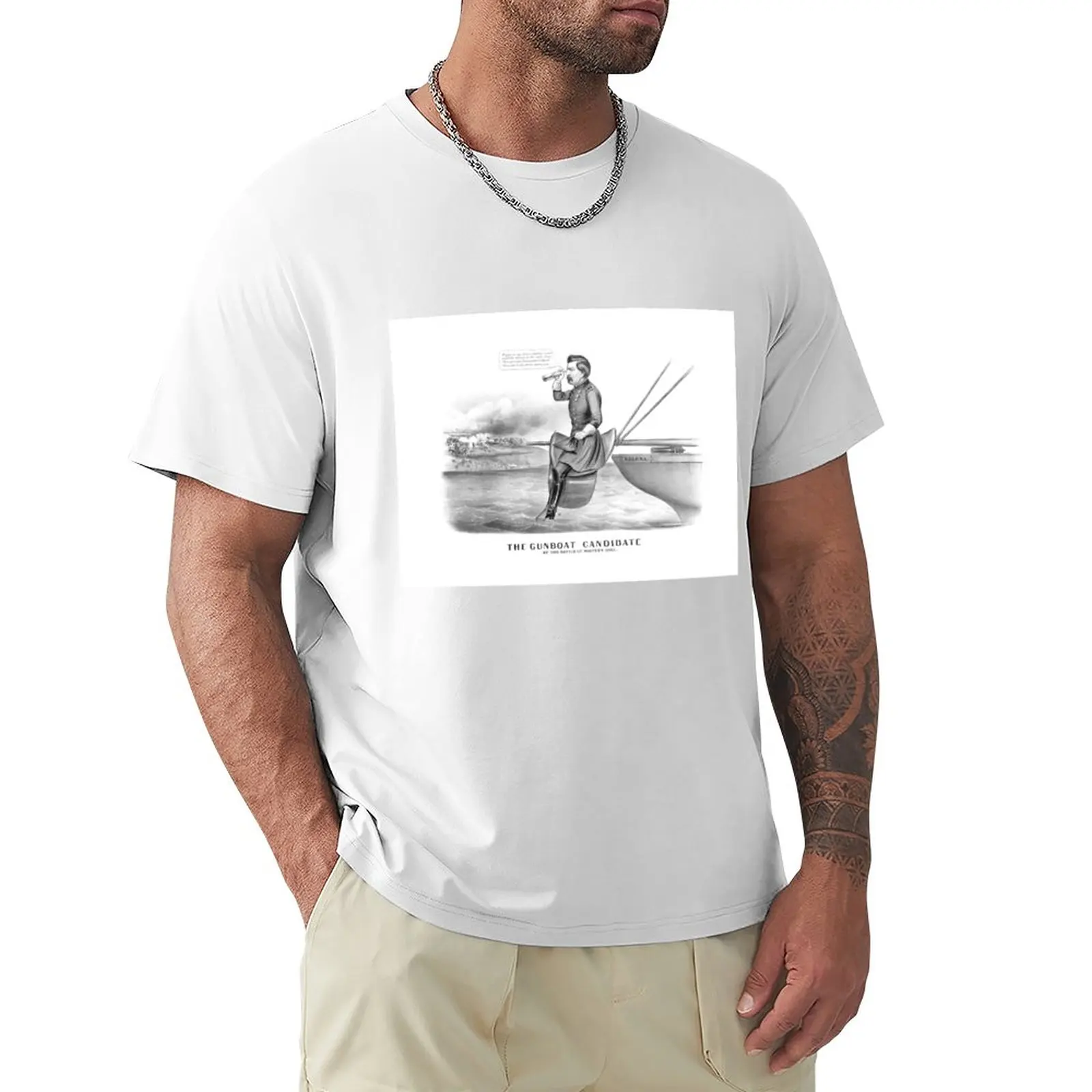 

George McClellan -- The Gunboat Candidate At The Battle Of Malvern Hill T-Shirt funnys summer clothes Men's clothing