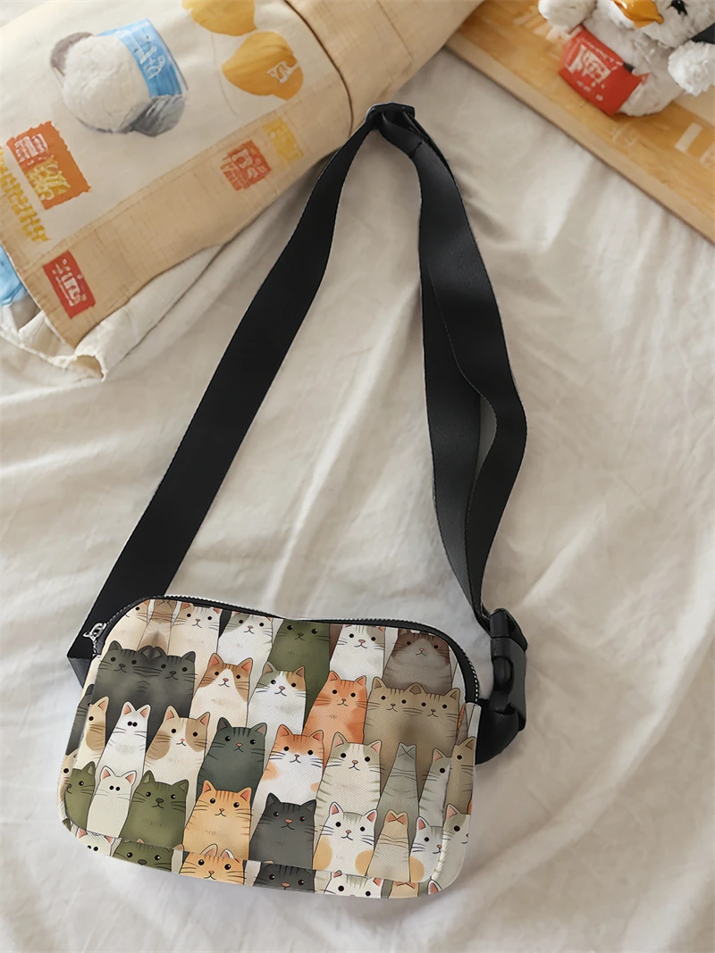 1pc,cat family fashionable adjustable crossbody bag, neutral sports waist bag, suitable for running