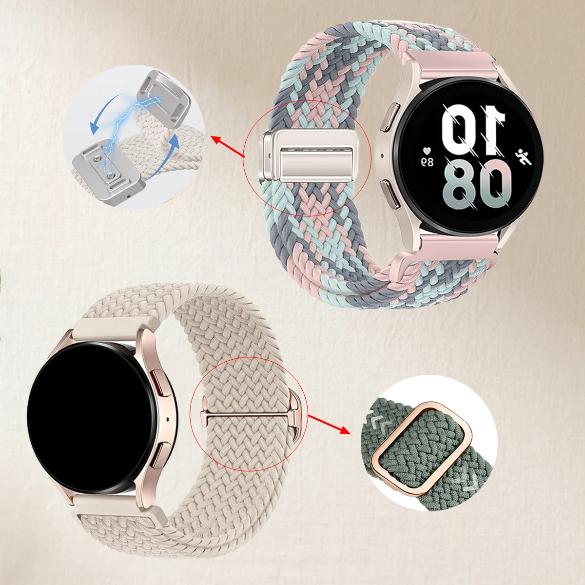 Dual Pack Braided Loop Magnetic Strap with Elastic Nylon Band