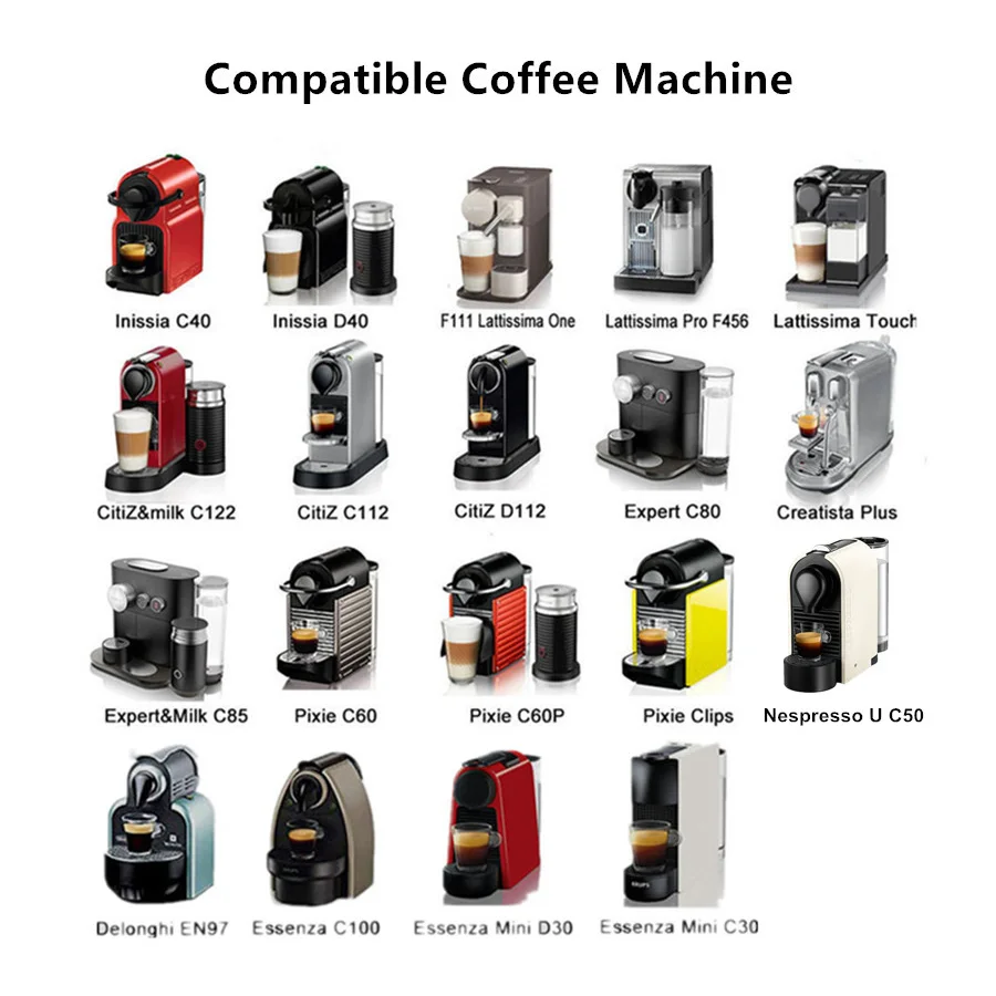 Reusable Coffee Capsules Refillable Reusable Nespresso Coffee Capsule Reutilisable Nespresso Pods with Spoon Brush Coffee Accessories