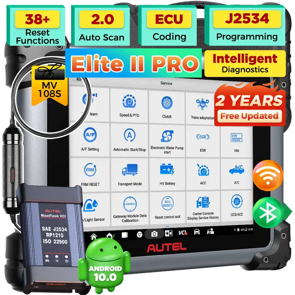 Autel MaxiSys Elite II Pro Scanner New Diagnostic Tools J2534 Reprogramming Tool ECU Coding Auto Scanner