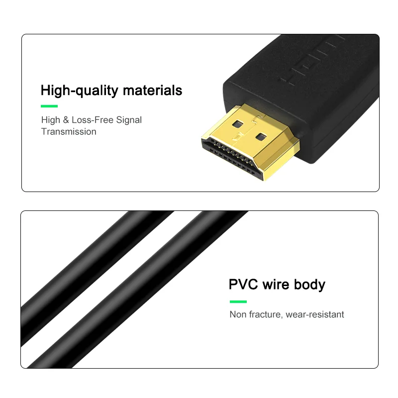 Cabo HDMI para monitores portáteis, 2.0, 4K, 60Hz, Ultra High Speed, 1080p, HDR, HDPC, 3D, 18 Gbps, PS5, PS4, Xbox One e muito mais