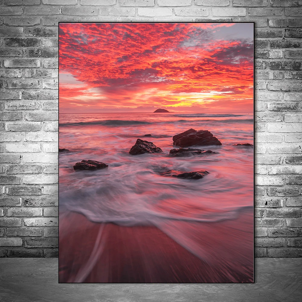 Beautiful Scenery Mosaic Painting Diamond Art Cross Stitch Kit Sea Beach Sunset Coconut Tree DIY Rhinestone Embroidery Deco