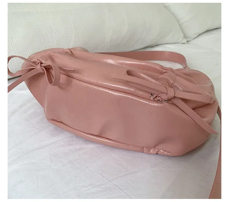 Chic Designed Draw String Shoulder Bags For Women 2024 Solid Simple PU Underarm Bag New Summer Office Lady Totes Bolsa Mujer