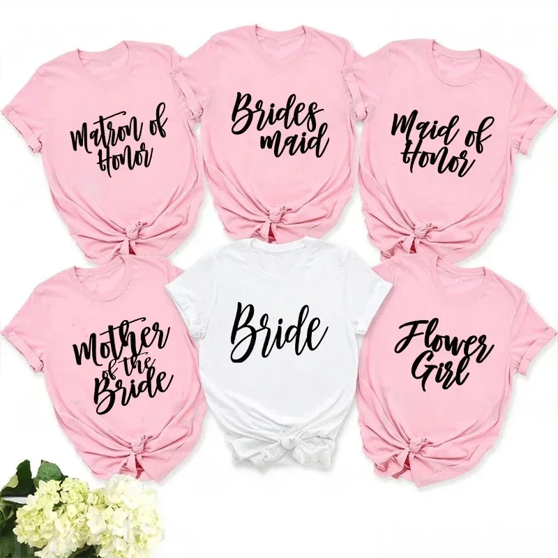 

Shower T Shirt Engagement Wedding Party T-Shirt Team Bridesmaid Tees Squad Tshirt Bachelorette Hen Party Tops cotton