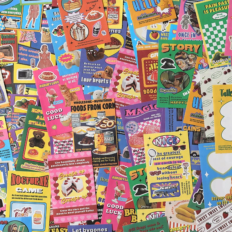 30 pcs INS Cute Retro Poster Material Paper Decorative Stationery Scrapbooking Memo Pad Diary Album Lable Decorative paper scrapbook paper,scrapbook materials,scrapbooking material,scrapbooking paper