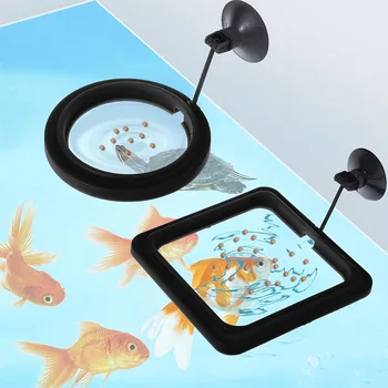 Anello di alimentazione per acquario Stazione per acquario Vassoio per alimenti galleggiante Alimentatore Cerchio quadrato Accessori Alimentatore per alimenti per pesci con ventosa