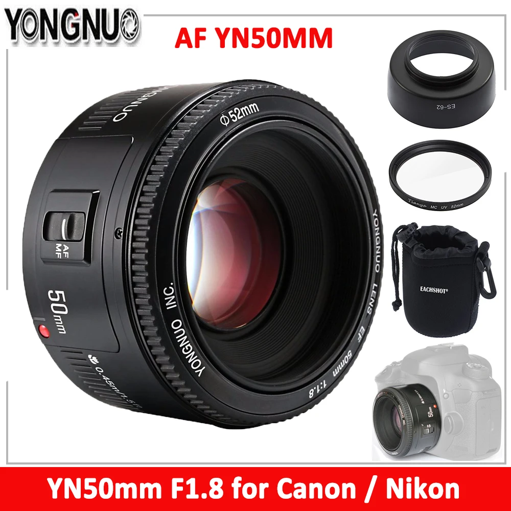 Yongnuo Lens Yn50Mm F1.8 Auto Focus Lens Large Aperture Lense For Nikon Canon Eos 60D 70D 5D2 5D3 600D Dslr Cameras