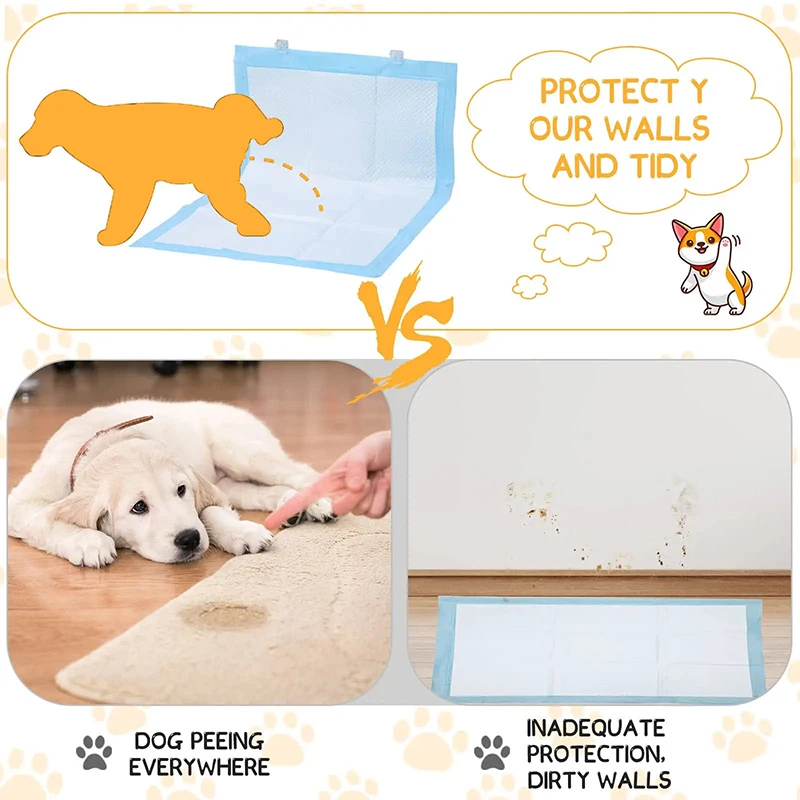 Dog Potty Pad Holder 4/6Pcs Wall Pee Pad Holder Clear Dog Potty Training Pad Holder Invisible Puppy Sticky Pee Wall Clips