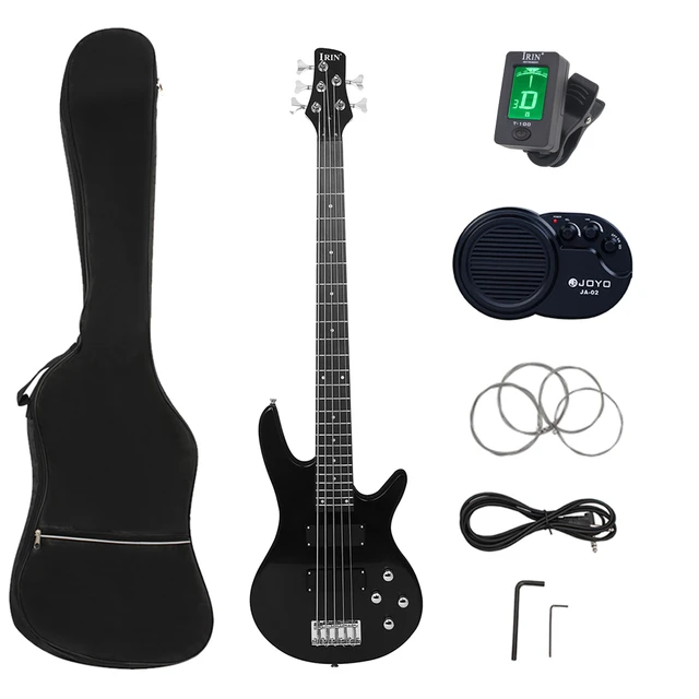 Guitare basse électrique avec sac, corps en érable, 5 cordes, frettes JE24,  accordeur d'ampli, accessoires de la présidence - AliExpress