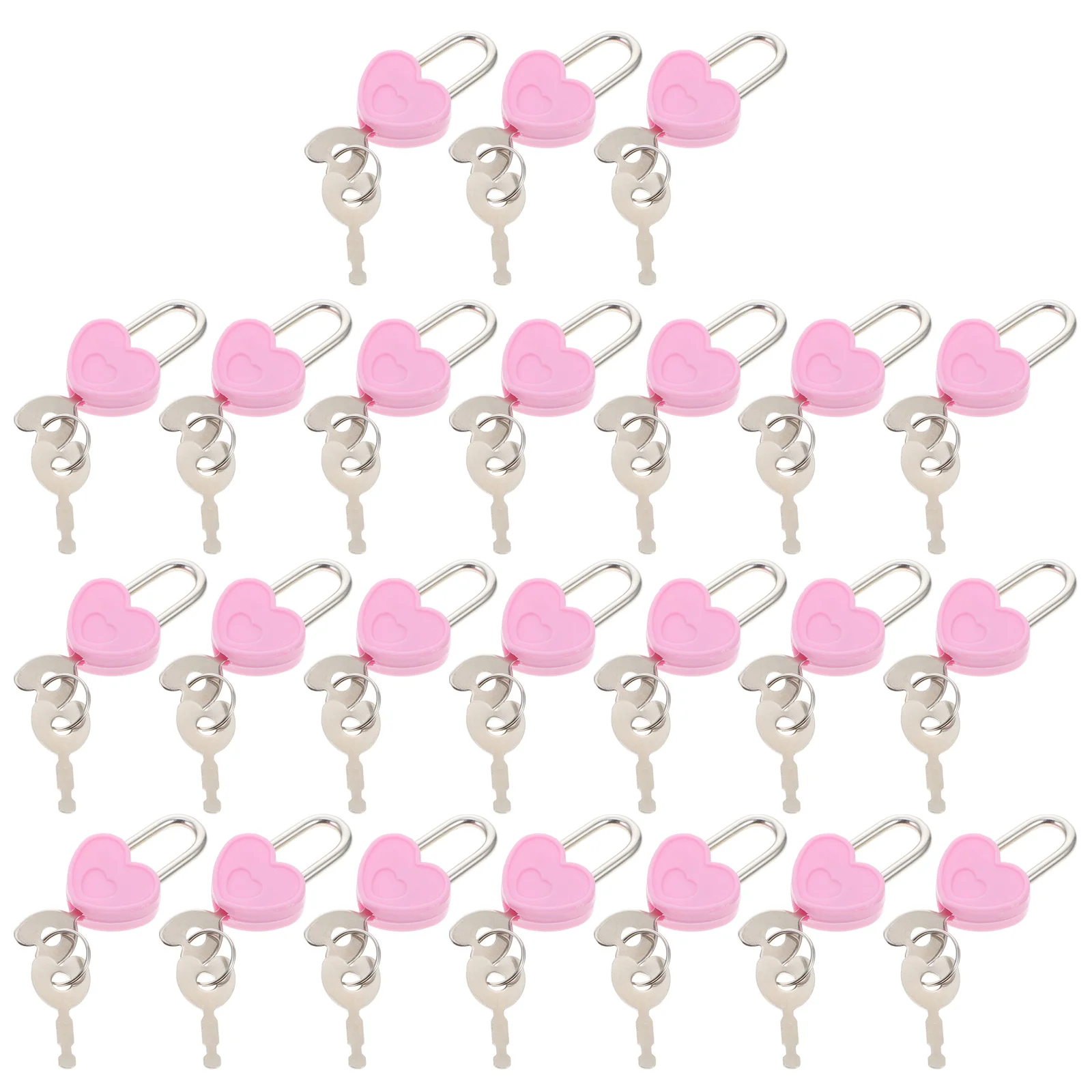 열쇠 서랍이 달린 미니 핑크 여행 가방, 다목적 자물쇠, 하트 모양 합금 여행 토트백, 일기 잠금 장치, 24 개
