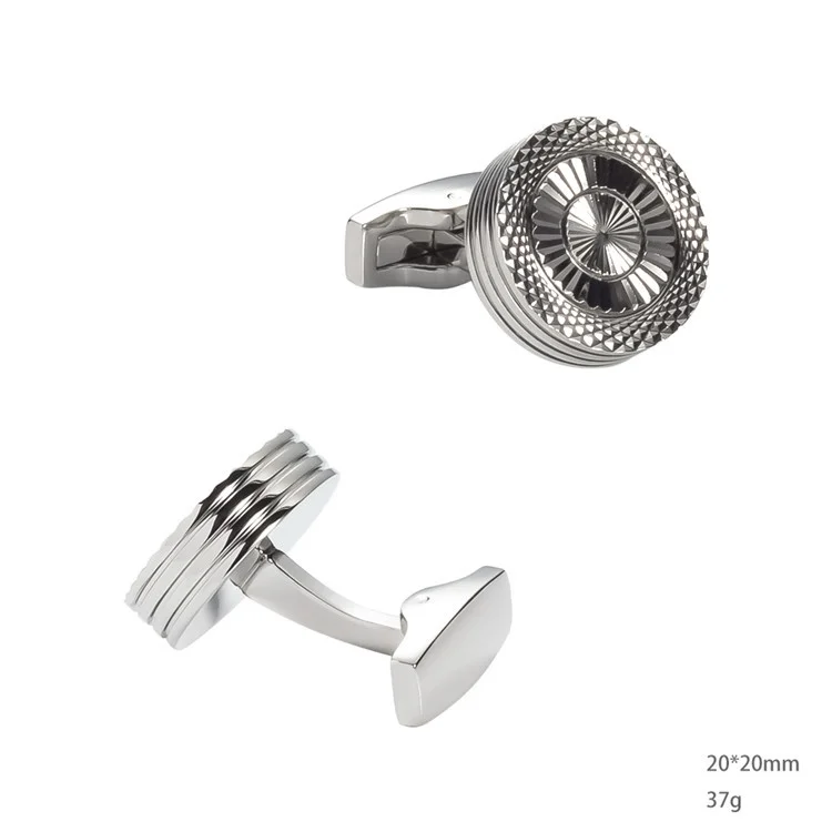 Gemelli circolari di alta qualità in metallo elettroplaccato a doppio strato disponibili in magazzino Gemelli francesi placcati in oro da uomo_voghion.com