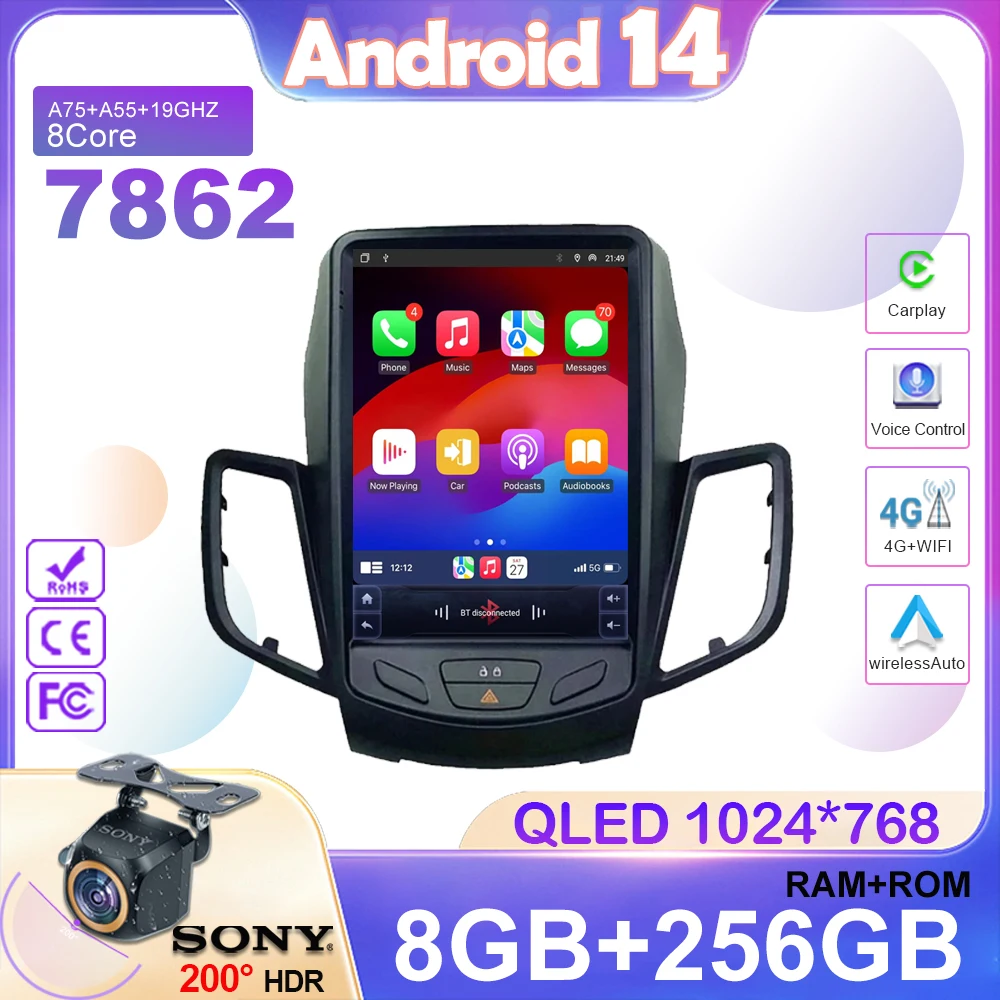 

Android 14 Car Radio For Ford Fiesta MK7 2009 -2017 GPS Navigation Stereo Multimedia Player Carplay Vertical Screen Head Unit
