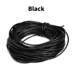 Genuine Leather Round Cord Rope for Jewelry Making and Crafts (Black)