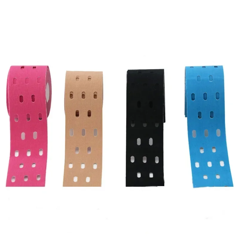 Sports Tape Kinesiology Tape 5cm*5m Perforated Kinesiology Elastic Adhesive Tape Cotton Muscle Protection Athletes Breathable Gym Sports Glue Knee Protector