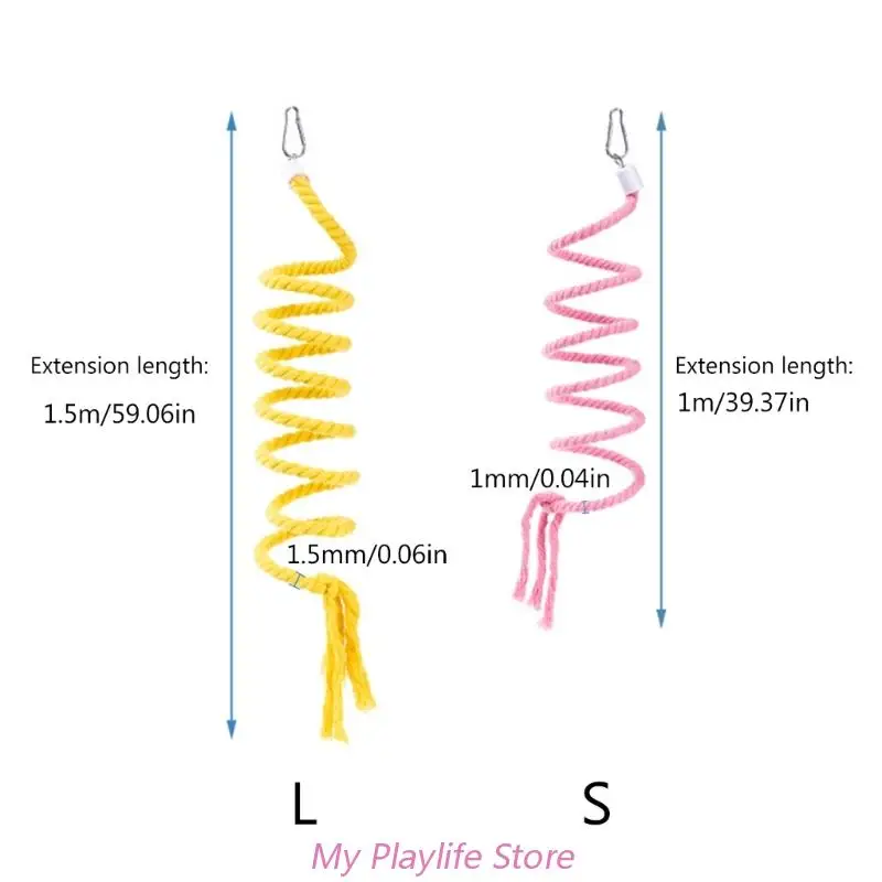 Bird Swing Toy Parrots Cage Toy Spiral Swing Pet Supplies Cotton Ladder Training for Small Size Birds Parrots Playstand