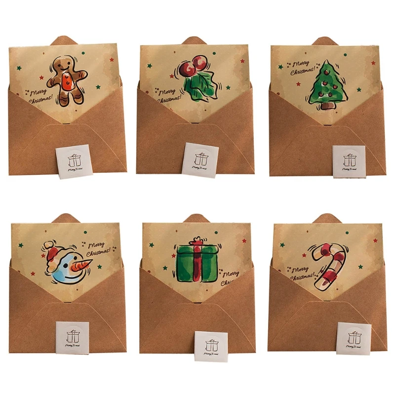 

Christmas Greetings Cards with Envelope Greeting Card Xmas Postcards Invitations New Year Party Gift Drop ship