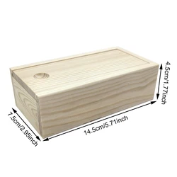 Sliding Cover Wooden Storage Box - Elegant Log Drawer and Jewelry Organizer Gift Box (14.5x7.5x4.5CM)