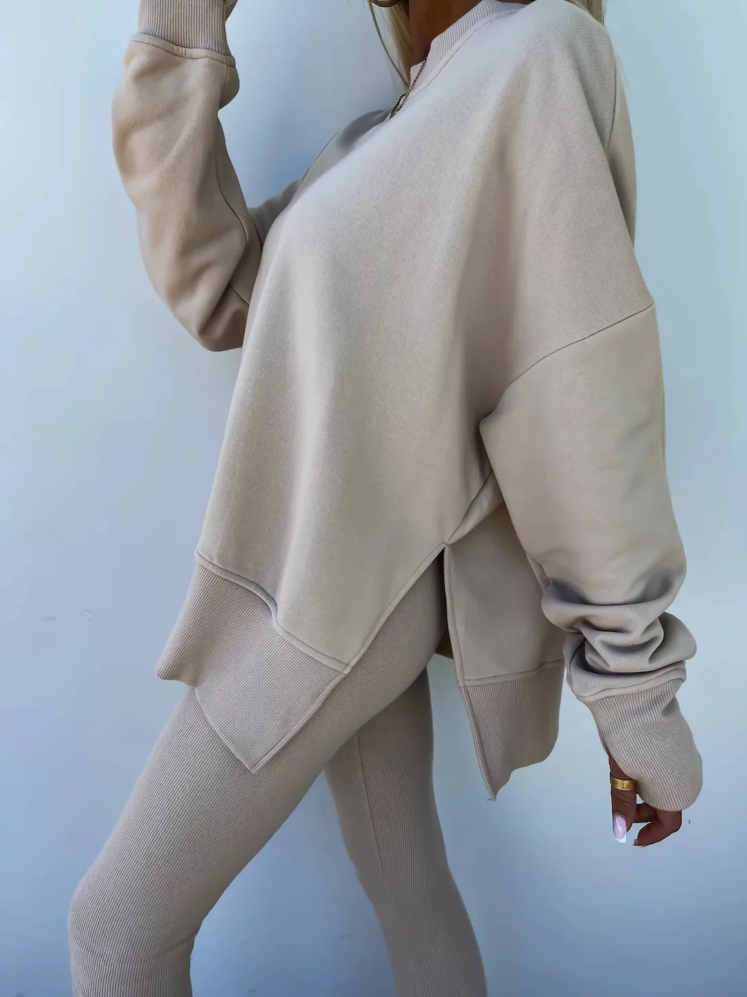 Spring summer 2024 new Shirt  casual loose-fitting sweater tight pants 2 piece suit sets for women 2 pieces trousers sets 6