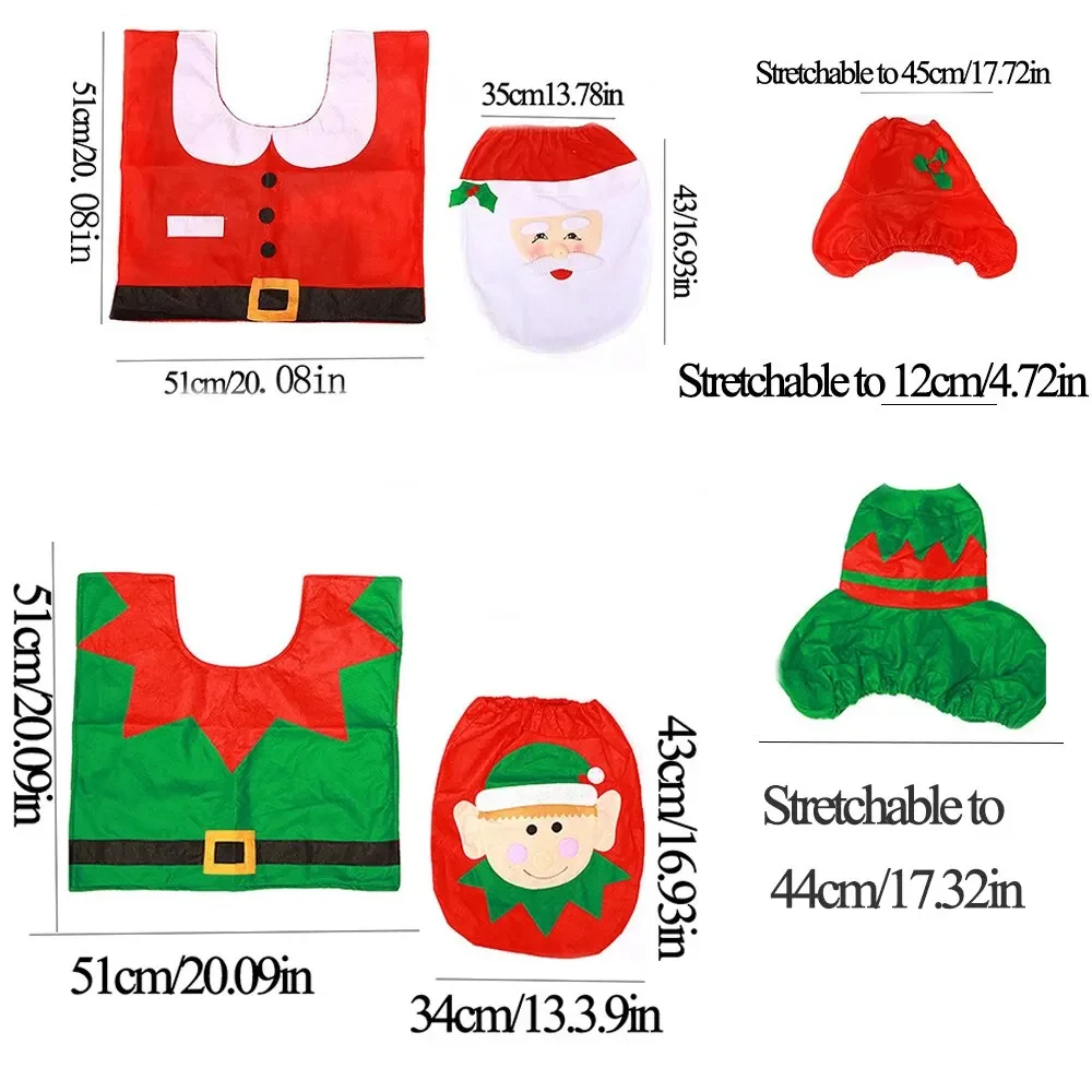 3PCS Christmas Bathroom Accessories Supplies Toilet Decoration Christmas Toilet Bathroom Decoration Cartoon Seat Cover