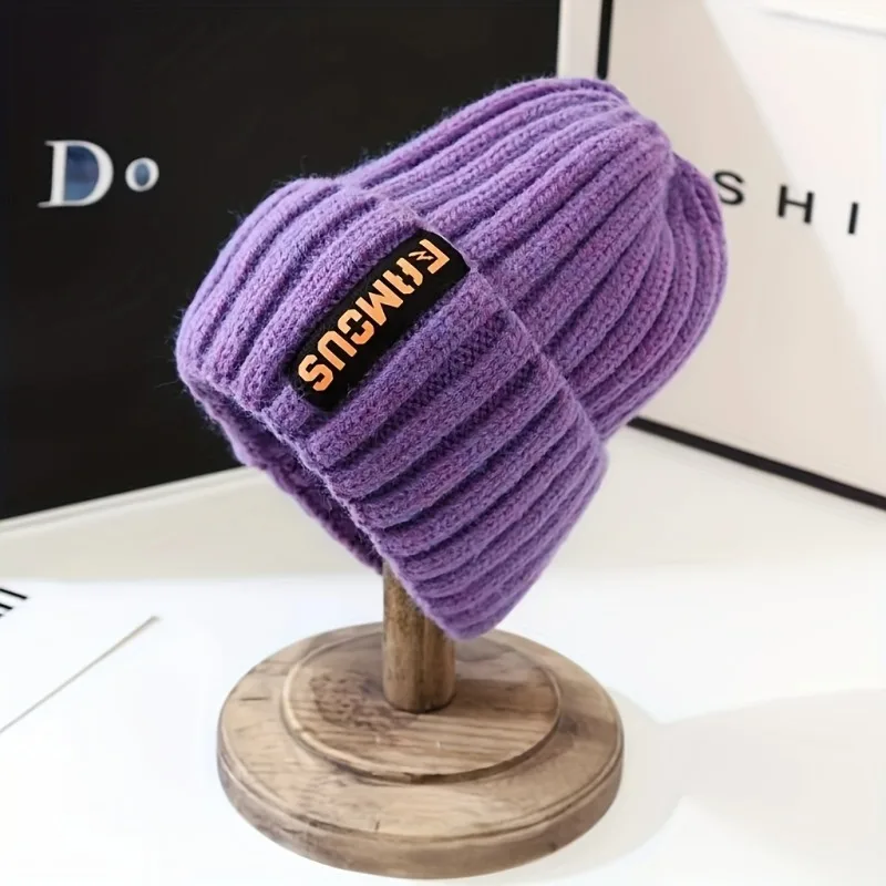 Chic Women's Knit Beanie - Breathable, Stretchy Acrylic Fiber, Ear-Warming Winter Hat with Long Label Design 3
