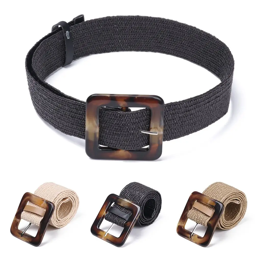 

Women PP Straw Dress Belt Shirt Wide Elastic Waist Chain Belly Necklace Body Jewelry Straw Belt
